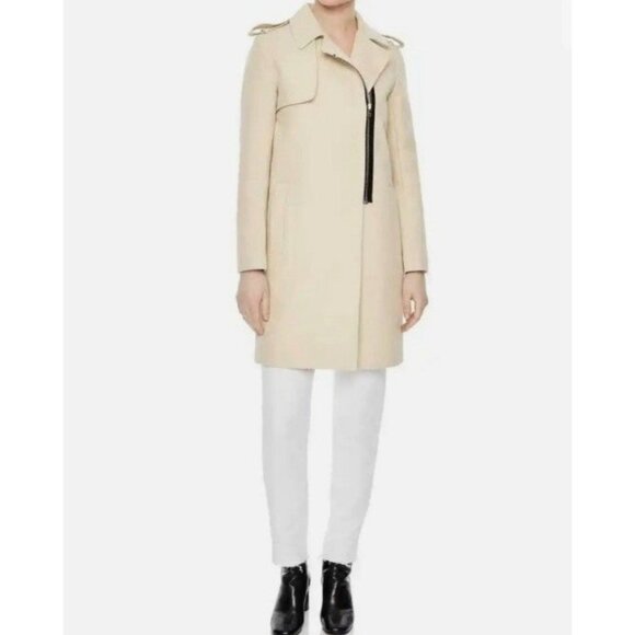 Sandro Paris Women’s Off White Sand Trench Coat 1/2 Zip Nylon Euro 38 = US M 6 - Picture 1 of 12